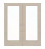 Frontansicht von WESTAG Doppelflügel-Schiebetür Platineiche Cross EIC 424 PortaLit CPL mit Lichtausschnitt LA-1000