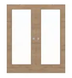 Frontansicht von WESTAG Doppelflügel-Schiebetür Eiche Adria Cross EiC 767 PortaLit CPL mit Lichtausschnitt LA-1000