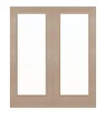 Frontansicht von WESTAG Doppelflügel-Schiebetür Pinie Hell Cross Pic 11 PortaLit CPL mit Lichtausschnitt LA-1000