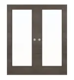 Frontansicht von WESTAG Doppelflügel-Schiebetür Pinie Grau Cross PiC 44 PortaLit CPL mit Lichtausschnitt LA-1000