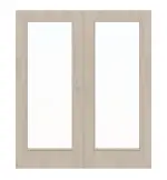 Frontansicht von WESTAG Doppelflügel-Schiebetür Platineiche Ei 424 PortaLit CPL mit Lichtausschnitt LA-1000