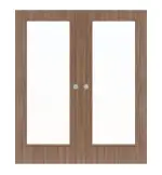 Frontansicht von WESTAG Doppelflügel-Schiebetür Nussbaum Noce NU 736 PortaLit CPL mit Lichtausschnitt LA-1000