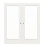 Frontansicht von WESTAG Doppelflügel-Schiebetür Arctic Weiß RAL 9016 Weißlack mit Lichtausschnitt LA-1000