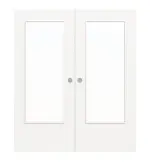 Frontansicht von WESTAG Doppelflügel-Schiebetür Arctic Weiß A 222 RAL 9016 PortaLit CPL mit Lichtausschnitt LA-DIN