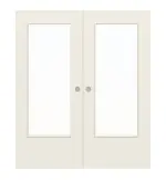 Frontansicht von WESTAG Doppelflügel-Schiebetür Uni Weiß A 242 PortaLit CPL mit Lichtausschnitt LA-DIN