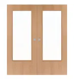 Frontansicht von WESTAG Doppelflügel-Schiebetür Buche Blumig BU 88 PortaLit CPL mit Lichtausschnitt LA-DIN