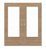 Frontansicht von WESTAG Doppelflügel-Schiebetür Eiche Adria Cross EiC 767 PortaLit CPL mit Lichtausschnitt LA-DIN