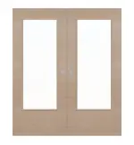 Frontansicht von WESTAG Doppelflügel-Schiebetür Pinie Hell Cross Pic 11 PortaLit CPL mit Lichtausschnitt LA-DIN