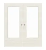 Frontansicht von WESTAG Doppelflügel-Schiebetür Pinie Weiß Cross PIC 230 PortaLit CPL mit Lichtausschnitt LA-DIN