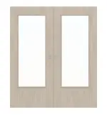 Frontansicht von WESTAG Doppelflügel-Schiebetür Platineiche Ei 424 PortaLit CPL mit Lichtausschnitt LA-DIN