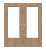 Frontansicht von WESTAG Doppelflügel-Schiebetür Eiche Adria Ei 767 PortaLit CPL mit Lichtausschnitt LA-DIN