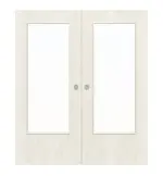 Frontansicht von WESTAG Doppelflügel-Schiebetür Pinie Weiß Pi 230 PortaLit CPL mit Lichtausschnitt LA-DIN