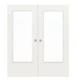 Frontansicht von WESTAG Doppelflügel-Schiebetür Arctic Weiß RAL 9016 Weißlack mit Lichtausschnitt LA-DIN