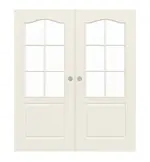 Frontansicht von WESTAG Doppelflügel-Schiebetür Provence Typ 4002-B Weißlack mit Lichtausschnitt Sprosse 5