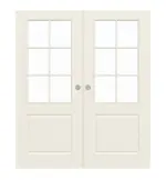 Frontansicht von WESTAG Doppelflügel-Schiebetür Provence Typ 4002 Weißlack mit Lichtausschnitt Sprosse 3