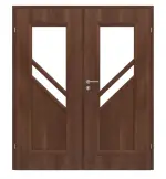 Frontansicht von CLASSEN Doppelflügeltür Antiope M2 Nuss Primo mit Lichtausschnitt inkl. Zarge