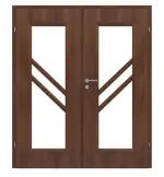 Frontansicht von CLASSEN Doppelflügeltür Antiope M3 Nuss Primo mit Lichtausschnitt inkl. Zarge