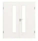 Frontansicht von Weiß RAL 9016 LA 24 schlossseitig Basic Durat Doppelflügeltür inkl. Zarge - Huga