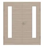 Frontansicht von Graueiche quer LA 24 bandseitig ProLine Duradecor Doppelflügeltür inkl. Zarge - Hörmann