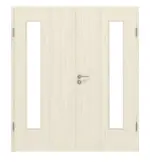 Frontansicht von Lärche lasiert LA 24 bandseitig Basic Durat Doppelflügeltür inkl. Zarge - Huga