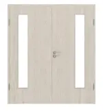 Frontansicht von Eiche lasiert LA 24 bandseitig Basic Durat Doppelflügeltür inkl. Zarge - Huga