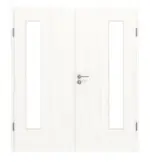 Frontansicht von Gebürstetes Weiß LA 24 bandseitig ProLine Duradecor Doppelflügeltür inkl. Zarge - Hörmann