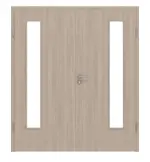 Frontansicht von Eiche grau LA 24 bandseitig Basic Durat Doppelflügeltür inkl. Zarge - Huga