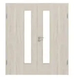 Frontansicht von Eiche lasiert LA 24 schlossseitig Basic Durat Doppelflügeltür inkl. Zarge - Huga