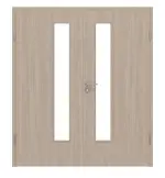 Frontansicht von Eiche grau LA 24 schlossseitig Basic Durat Doppelflügeltür inkl. Zarge - Huga