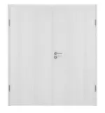 Frontansicht von Huga Doppelflügeltür Eiche Weiß Durat Basic mit Zarge