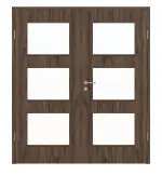 Frontansicht von HÖRMANN Doppelflügeltür Alpineiche Duradecor ProLine mit Lichtausschnitt LA 11 mit Zarge