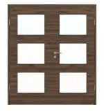 Frontansicht von HÖRMANN Doppelflügeltür Alpineiche quer Duradecor ProLine mit Lichtausschnitt LA 11 mit Zarge