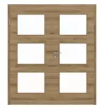 Frontansicht von HÖRMANN Doppelflügeltür Natureiche quer Duradecor ProLine mit Lichtausschnitt LA 11 mit Zarge