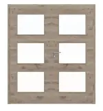 Frontansicht von HÖRMANN Doppelflügeltür Nordeiche quer Duradecor ProLine mit Lichtausschnitt LA 11 mit Zarge