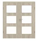 Frontansicht von HÖRMANN Doppelflügeltür Gebürstete Lärche hell Duradecor ProLine mit Lichtausschnitt LA 11 mit Zarge