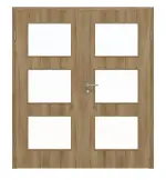 Frontansicht von HÖRMANN Doppelflügeltür Natureiche Duradecor ProLine mit Lichtausschnitt LA 11 mit Zarge