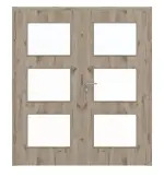 Frontansicht von HÖRMANN Doppelflügeltür Nordeiche Duradecor ProLine mit Lichtausschnitt LA 11 mit Zarge