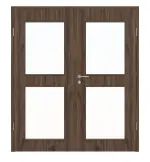 Frontansicht von HÖRMANN Doppelflügeltür Alpineiche Duradecor ProLine mit Lichtausschnitt LA 12 mit Zarge