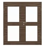 Frontansicht von HÖRMANN Doppelflügeltür Alpineiche quer Duradecor ProLine mit Lichtausschnitt LA 12 mit Zarge