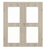 Frontansicht von HÖRMANN Doppelflügeltür Gebürstete Lärche hell Duradecor ProLine mit Lichtausschnitt LA 12 mit Zarge