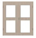 Frontansicht von Eiche grau LA 12 Basic Durat Doppelflügeltür inkl. Zarge - Huga