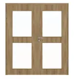 Frontansicht von HÖRMANN Doppelflügeltür Natureiche Duradecor ProLine mit Lichtausschnitt LA 12 mit Zarge
