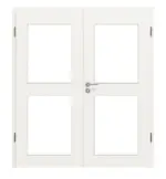 Frontansicht von Weiß RAL 9016 LA 12 Basic Durat Doppelflügeltür inkl. Zarge - Huga