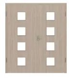 Frontansicht von Eiche grau LA 14 Basic Durat Doppelflügeltür inkl. Zarge - Huga