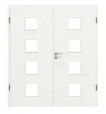 Frontansicht von Weiß RAL 9016 LA 14 Basic Durat Doppelflügeltür inkl. Zarge - Huga