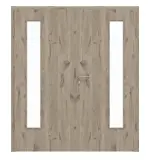 Frontansicht von HÖRMANN Doppelflügeltür Nordeiche Duradecor ProLine mit Lichtausschnitt LA 24 bandseitig mit Zarge