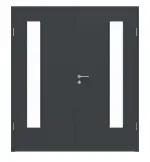 Frontansicht von Doppelflügeltür LA 24 bandseitig Basic Anthrazit RAL 7016 Lack inkl. Zarge - Huga