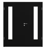 Frontansicht von Doppelflügeltür LA-24 bandseitig ProLine Schwarz RAL 9005 Lack inkl. Zarge - Hörmann