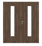 Frontansicht von HÖRMANN Doppelflügeltür Alpineiche Duradecor ProLine mit Lichtausschnitt LA 24 mittig mit Zarge