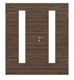 Frontansicht von HÖRMANN Doppelflügeltür Alpineiche quer Duradecor ProLine mit Lichtausschnitt LA 24 mittig mit Zarge